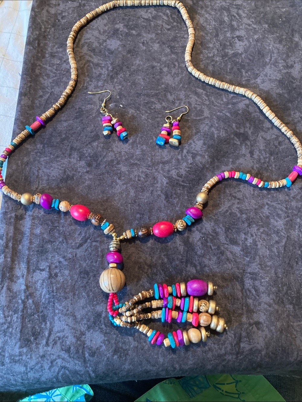 Boho Multicolor Beaded Necklace and Earrings Bundle